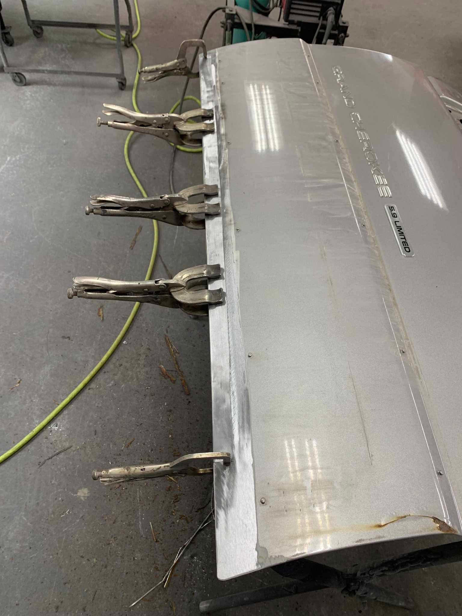 Clamped and tacked before the full weld run